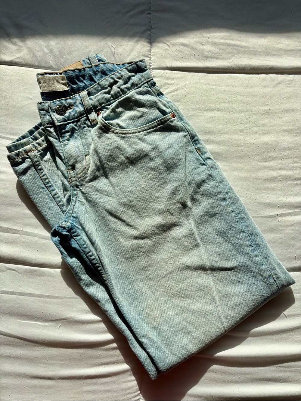 MOTEL Rocks Roomy Wide Leg Low Rise Jeans Light Blue Wash Y2K Baggy W24 L32 - Picture 7 of 13